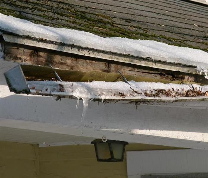 gutters full of leaves and ice